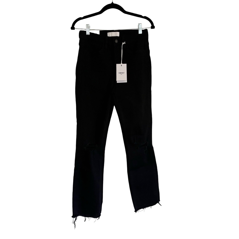 Vervett By Pistola Black Jeans Size 26 Fray Bottom, Distressed, Grunge Y2K